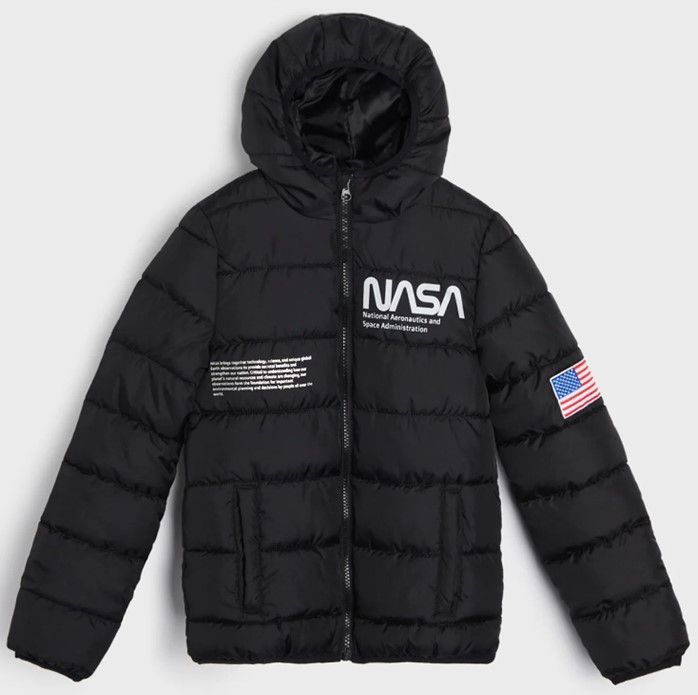 ☘️ Klučičí ČERNÁ BUNDA NASA přechodová s kapucí vel. 152
