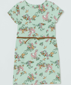 ☘️ Dívčí ZVÍŘÁTKOVÉ ŠATY H&M světle zelené + pásek vel. 110/116