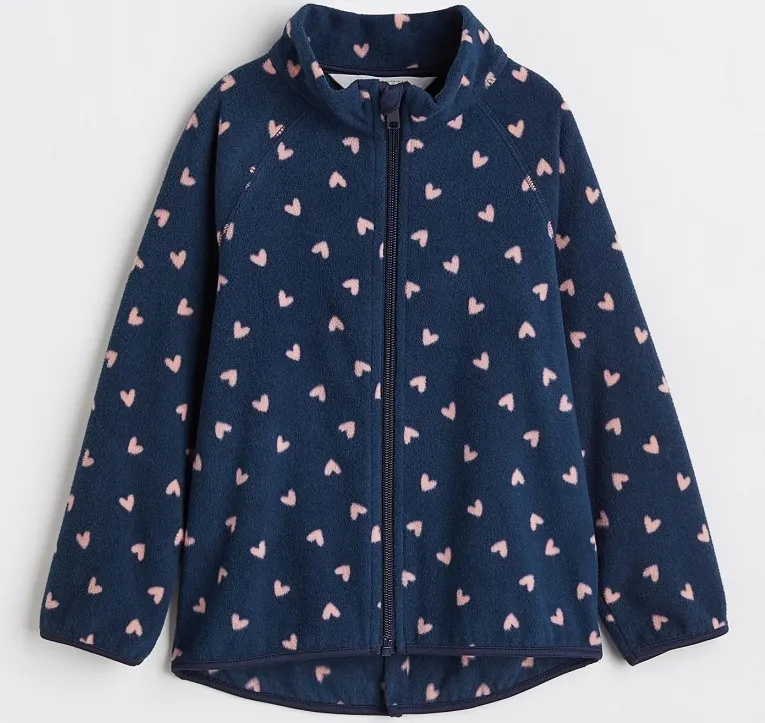 ☘️ Fleecová SRDÍČKOVÁ MIKINA H&M na zip tmavá vel. 98/104