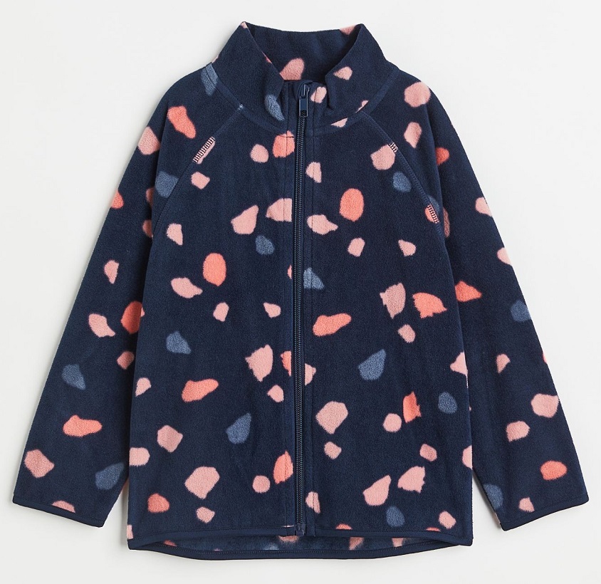 ☘️ Fleecová TMAVÁ MIKINA H&M na zip vzorovaná dívčí vel. 134/140