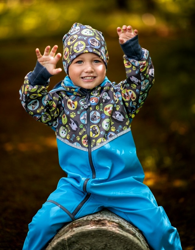 ☘️ Klučičí SOFTSHELLOVÁ KOMBINÉZA Unuo zvířátkový overal s fleecem vel. 86/92