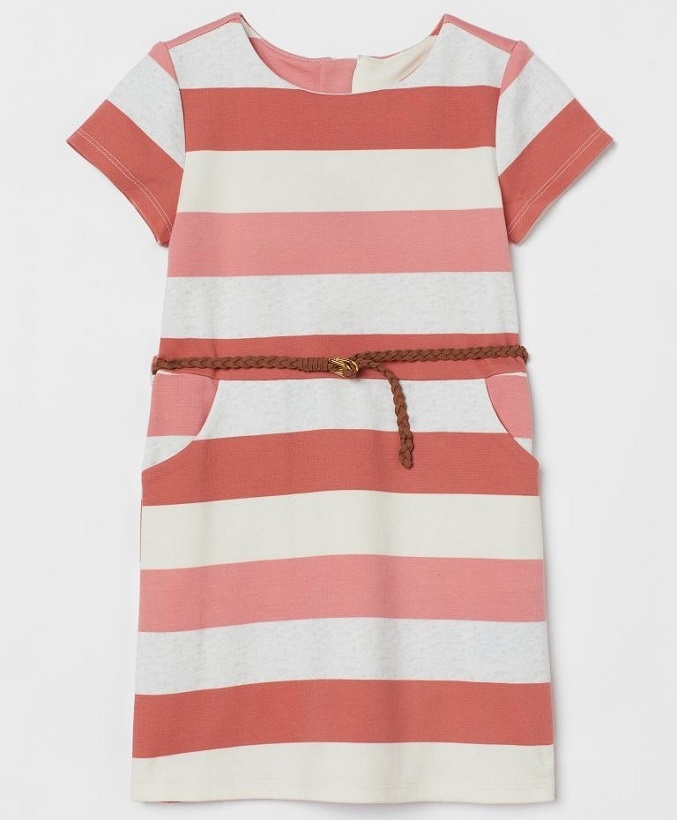 ☘️ Dívčí PRUHOVANÉ ŠATY H&M světlé s páskem