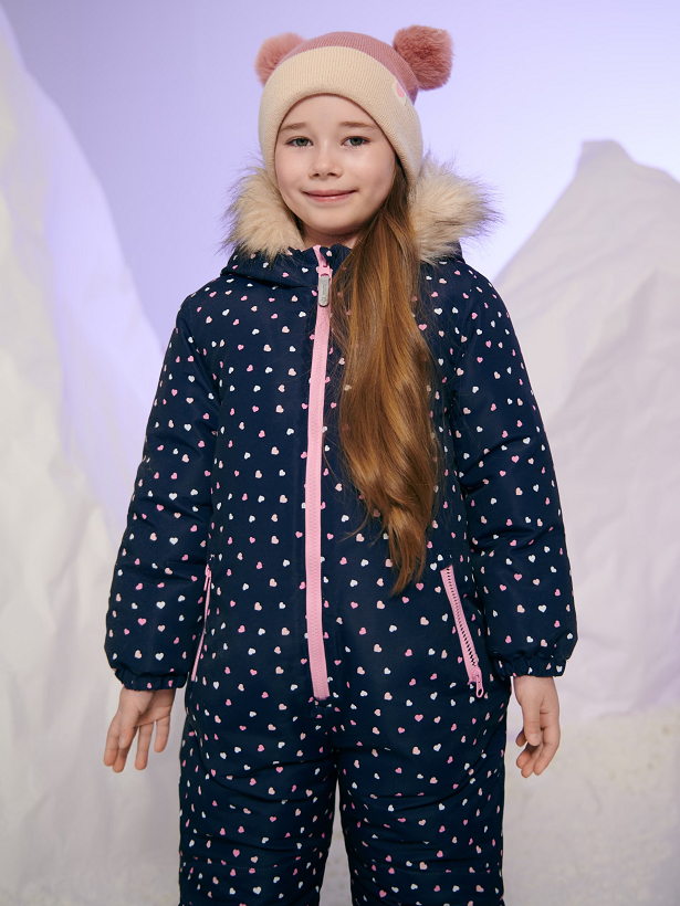 ☘️ Dívčí SRDÍČKOVÁ KOMBINÉZA zimní overal tmavý vel. 122