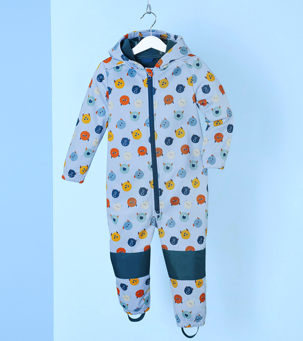 ☘️ Dětská SOFTSHELLOVÁ KOMBINÉZA světlý overal příšerky vel. 110/116