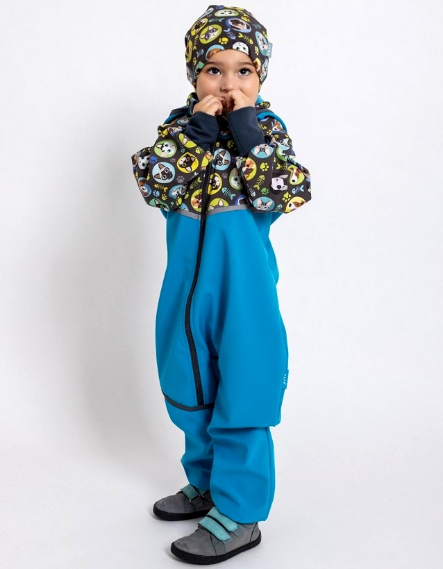 ☘️ Klučičí SOFTSHELLOVÁ KOMBINÉZA Unuo zvířátkový overal s fleecem vel. 86/92