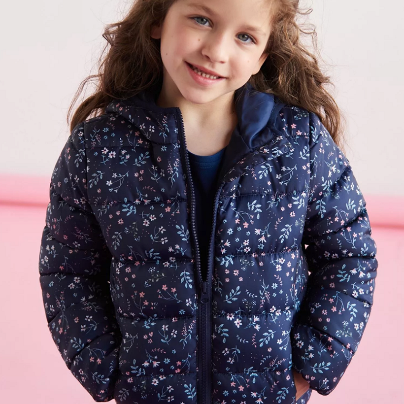 ☘️ Dívčí KYTIČKOVANÁ BUNDA přechodová s kapucí vel. 134