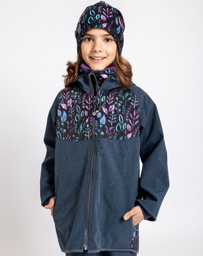 ☘️ Dívčí SOFTSHELLOVÁ BUNDA Unuo LÍSTEČKY s fleecem vel. 140/146