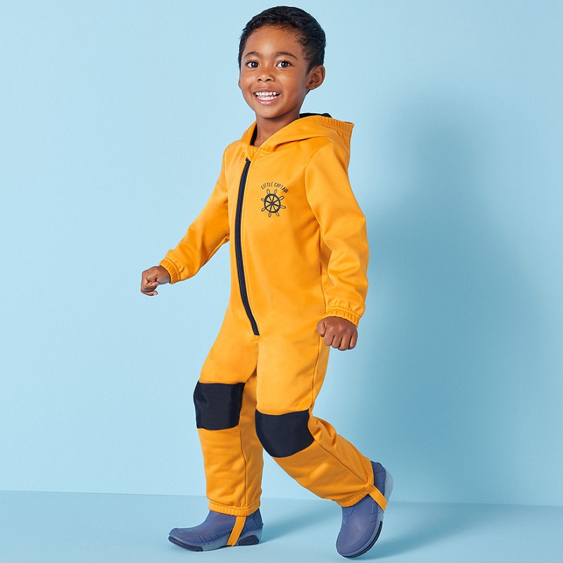 ☘️ Dětská SOFTSHELLOVÁ KOMBINÉZA overal s kormidlem žloutkový vel. 110/116