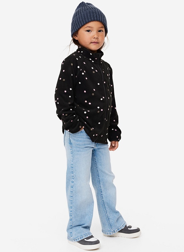 ☘️ Fleecová PUNTÍKOVANÁ MIKINA H&M na zip černá vel. 134/140