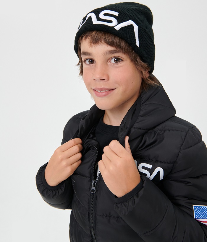 ☘️ Klučičí ČERNÁ BUNDA NASA přechodová s kapucí vel. 146