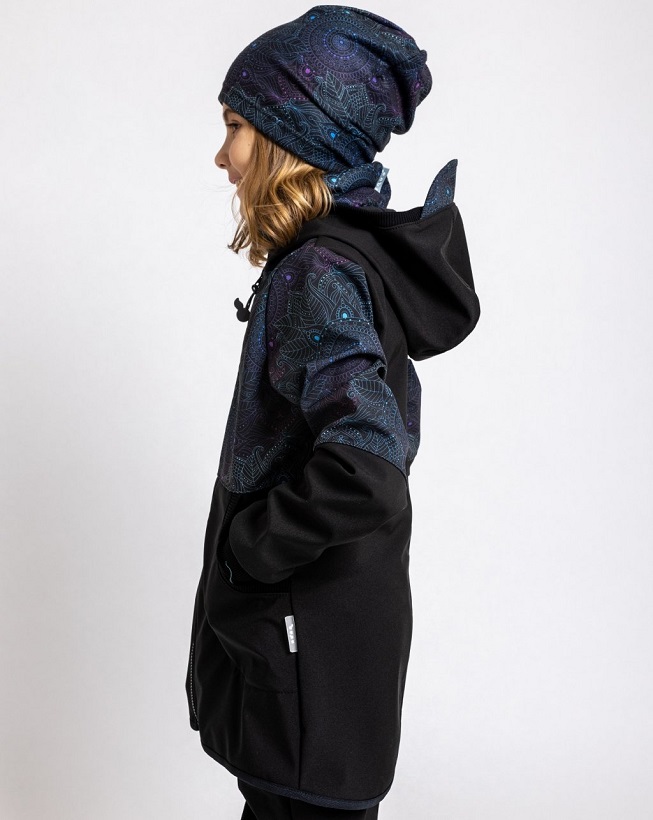 ☘️ Dívčí SOFTSHELLOVÝ KABÁT Unuo MANDALA s fleecem vel. 122/128