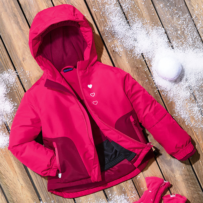 ☘️ Dívčí LYŽAŘSKÝ SET zimní bunda malinová + oteplováky vel. 98/104