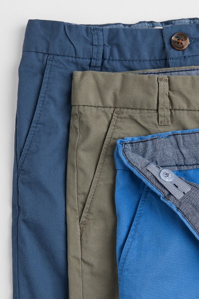 ☘️ 3-pack KLUČIČÍ KRAŤASY H&M tmavé + khaki + modré vel. 122