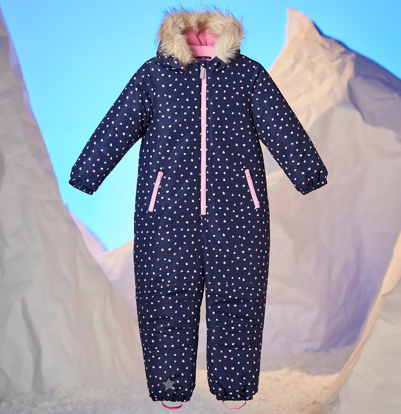 ☘️ Dívčí SRDÍČKOVÁ KOMBINÉZA zimní overal tmavý vel. 122