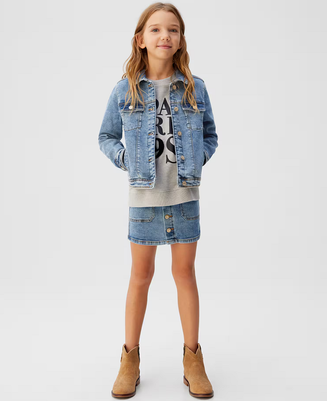 ☘️ Dívčí DŽÍNOVÁ BUNDA Mango světlá vel. 140