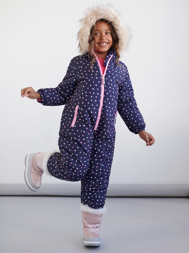 ☘️ Dívčí SRDÍČKOVÁ KOMBINÉZA zimní overal tmavý vel. 122