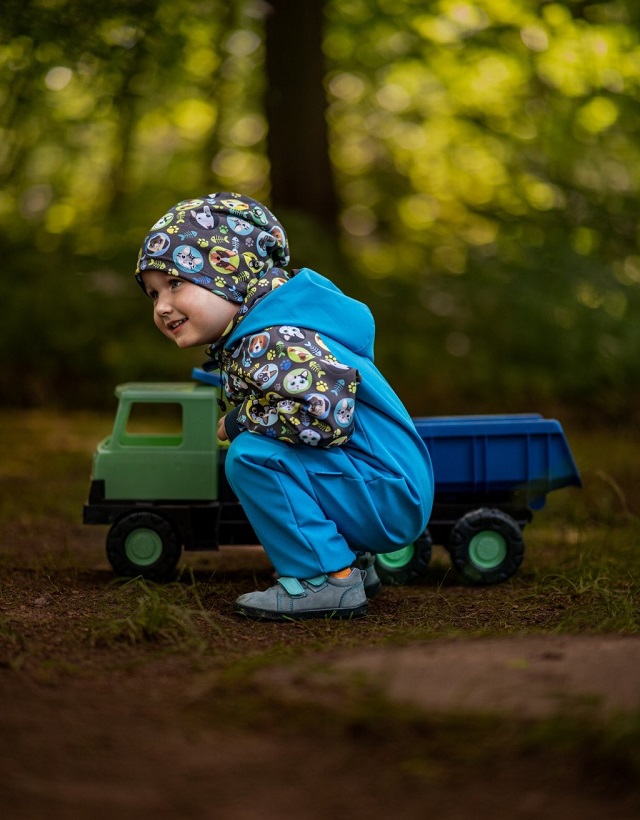☘️ Klučičí SOFTSHELLOVÁ KOMBINÉZA Unuo zvířátkový overal s fleecem vel. 86/92