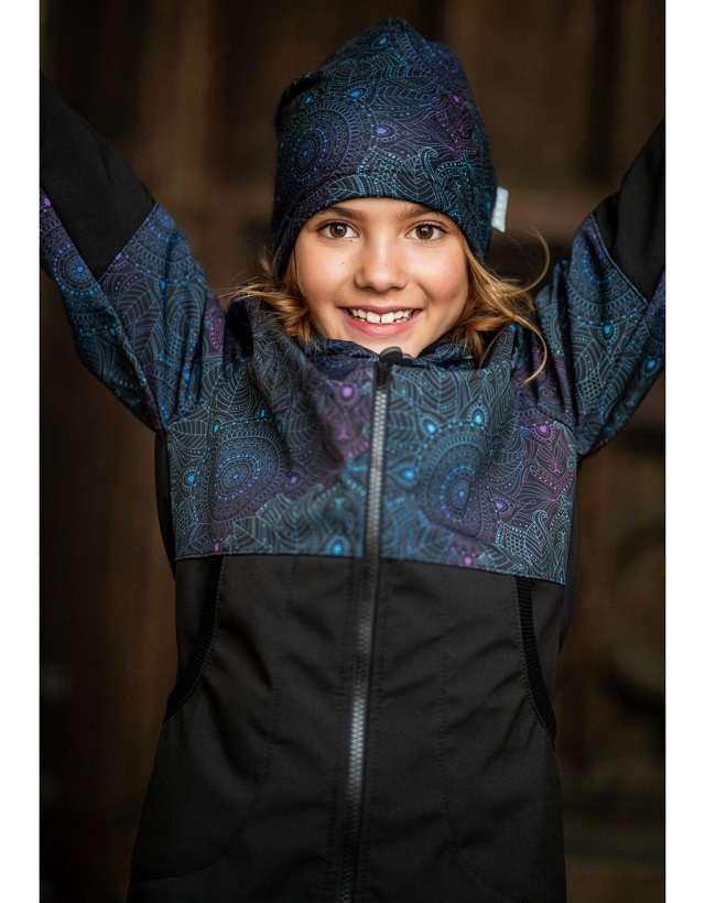 ☘️ Dívčí SOFTSHELLOVÝ KABÁT Unuo MANDALA s fleecem vel. 122/128