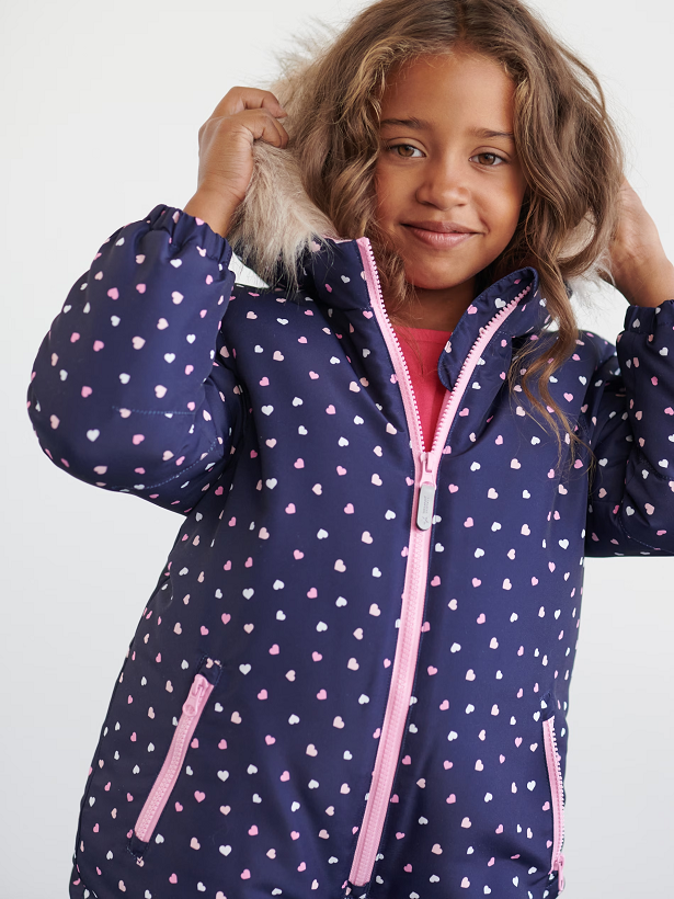 ☘️ Dívčí SRDÍČKOVÁ KOMBINÉZA zimní overal tmavý vel. 122