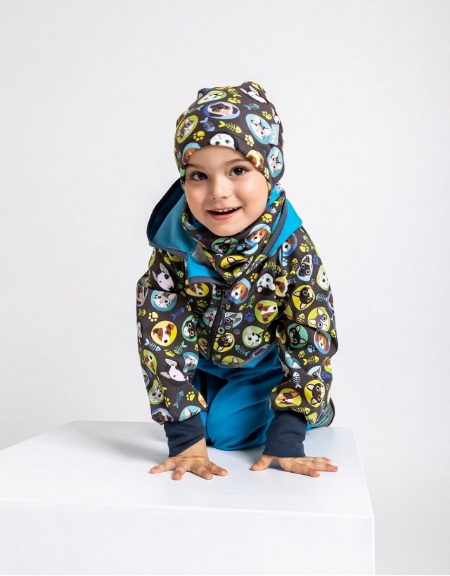 ☘️ Klučičí SOFTSHELLOVÁ KOMBINÉZA Unuo zvířátkový overal s fleecem vel. 86/92