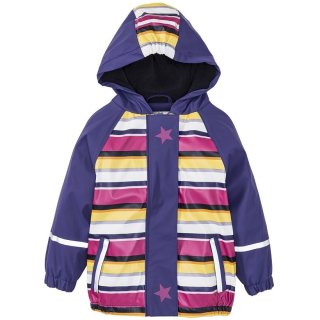 ☘️ Fialová PRUHOVANÁ BUNDA Lupilu nepromokavá vel. 122/128