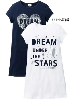 ☘️ 2-pack NOČNÍ KOŠILE dlouhá trička tmavá+bílá