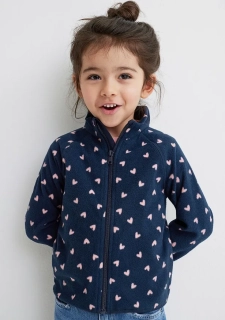 ☘️ Fleecová SRDÍČKOVÁ MIKINA H&M na zip tmavá vel. 98/104