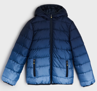 ☘️ Klučičí MODRÁ OMBRE BUNDA přechodová s kapucí