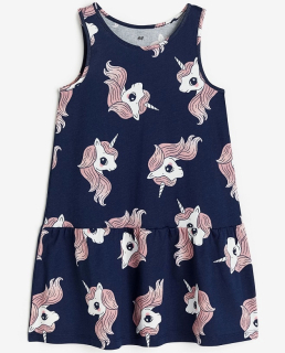 ☘️ Dívčí ŠATY H&M JEDNOROŽCI letní tmavé