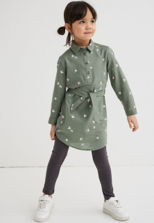 ☘️ Dívčí KOMPLET H&M košilové šaty s páskem + legíny