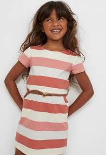 ☘️ Dívčí PRUHOVANÉ ŠATY H&M světlé s páskem