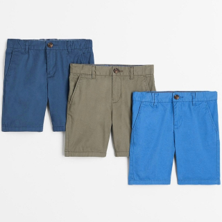 ☘️ 3-pack KLUČIČÍ KRAŤASY H&M tmavé + khaki + modré