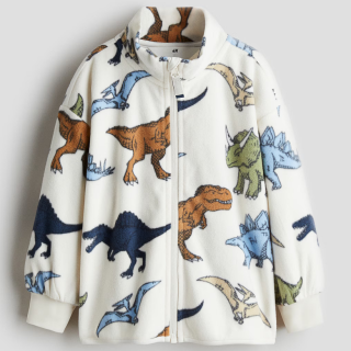 ☘️ Fleecová DINOSAUŘÍ MIKINA H&M na zip světlá vel. 134/140