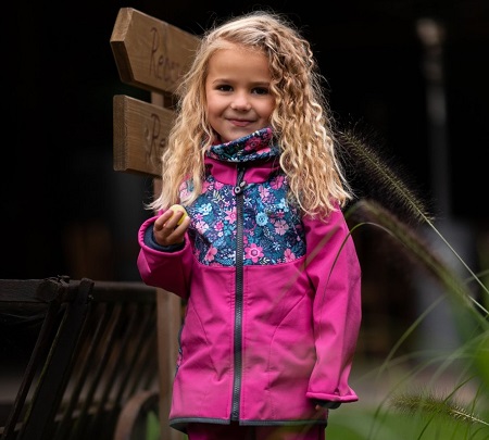 Dívčí softshellová bunda Unuo ✿ fuchsiová vzor květinky ✿ skladem více velikostí - eshop U ŽABÁČKŮ